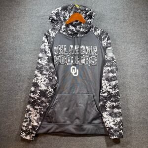 Colosseum Oklahoma Sooners Hoodie Men's Large Gray Digital Camo Drawstring NCAA
